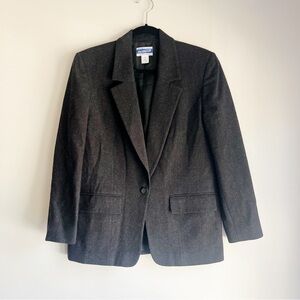 Pendleton classic 100% virgin wool blazer jacket dark grey size 6